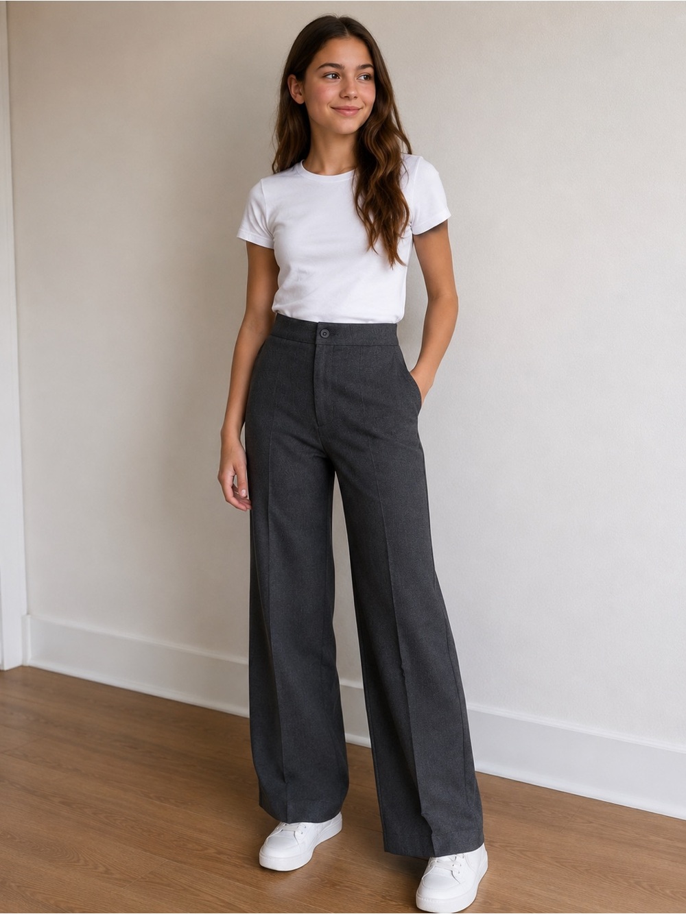 Vintage Levi’s Juniors Gray Dress Pants Size 11 USA Wide Leg High Rise NOS